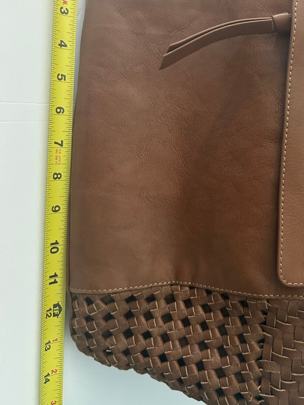 Brown Genuine Leather Woven Tote Satchel Shoulder Bag - Picture 8 of 16